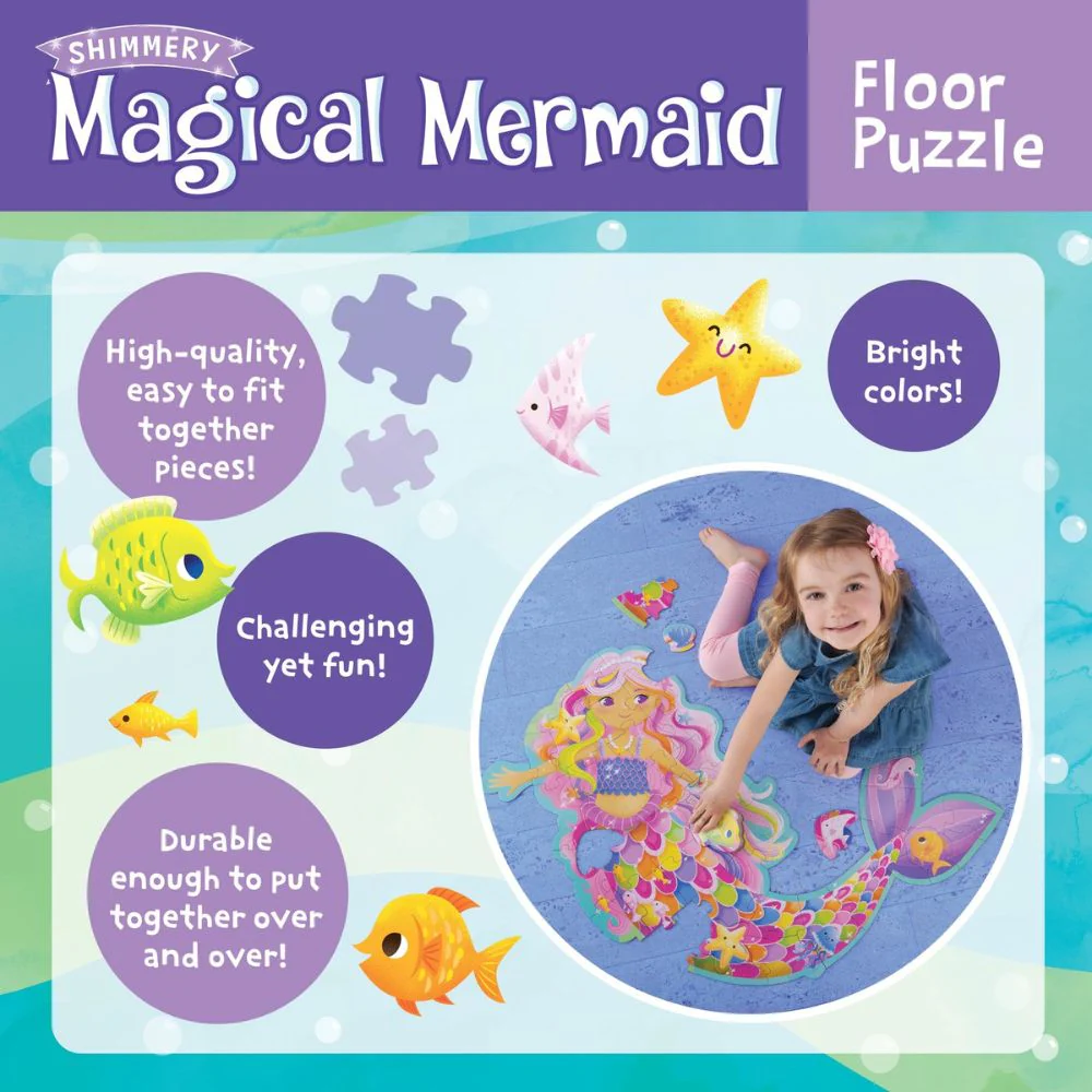 Peaceable Kingdom - Shimmery Magical Mermaid Floor Puzzle - Image 6