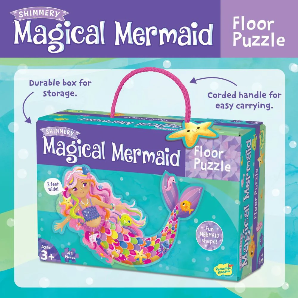 Peaceable Kingdom - Shimmery Magical Mermaid Floor Puzzle - Image 8