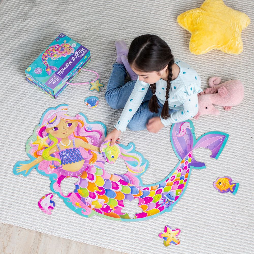 Peaceable Kingdom - Shimmery Magical Mermaid Floor Puzzle - Image 9