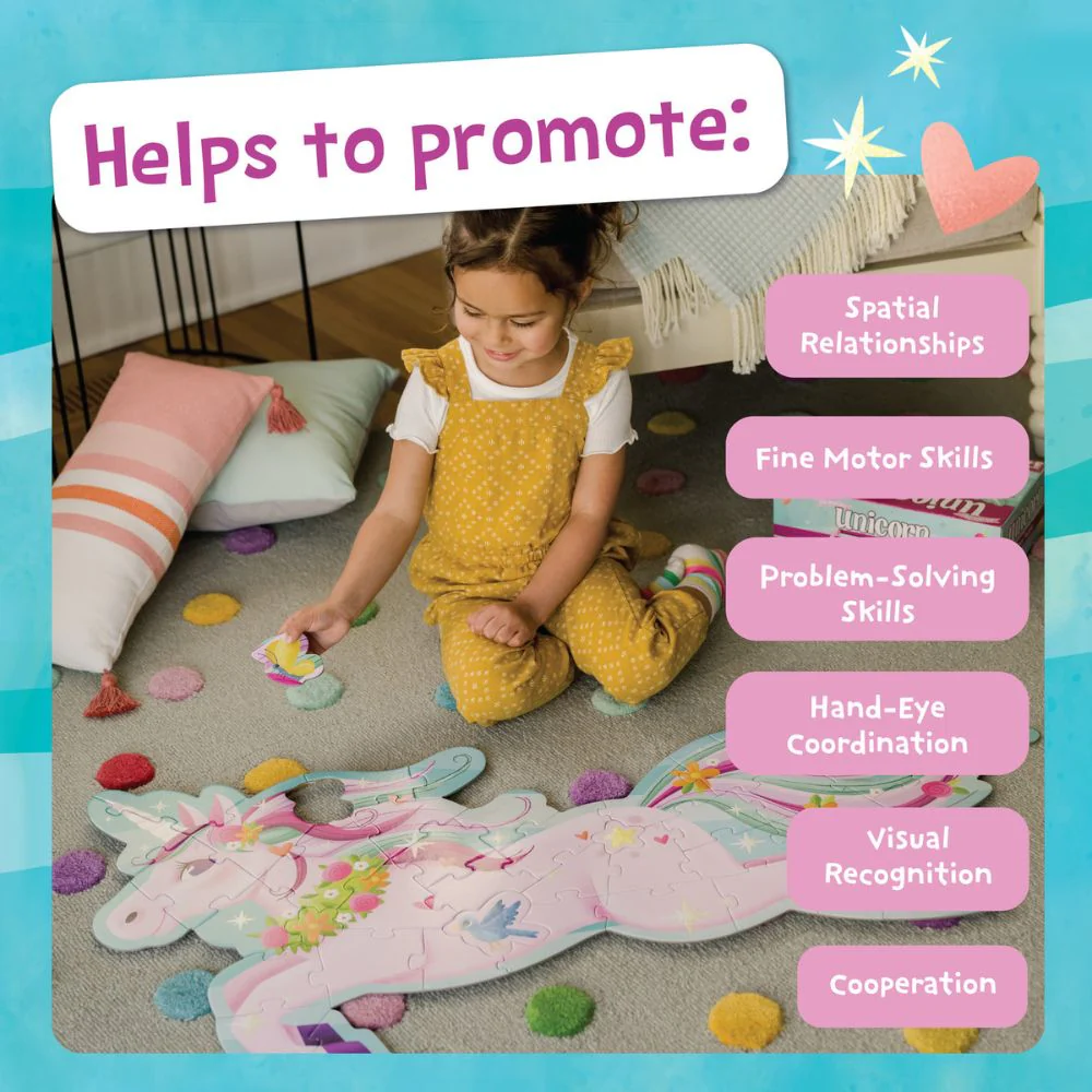 Peaceable Kingdom Shimmery Unicorn Floor Puzzle - Image 4