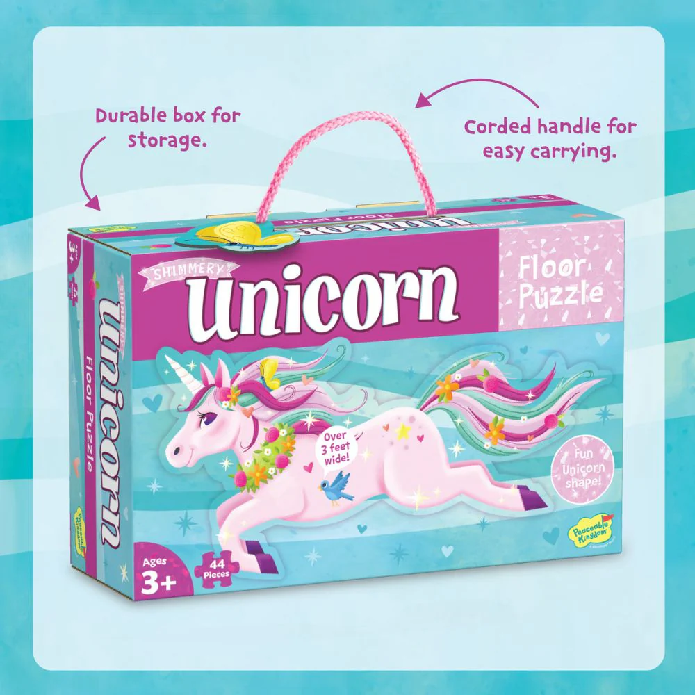 Peaceable Kingdom Shimmery Unicorn Floor Puzzle - Image 7