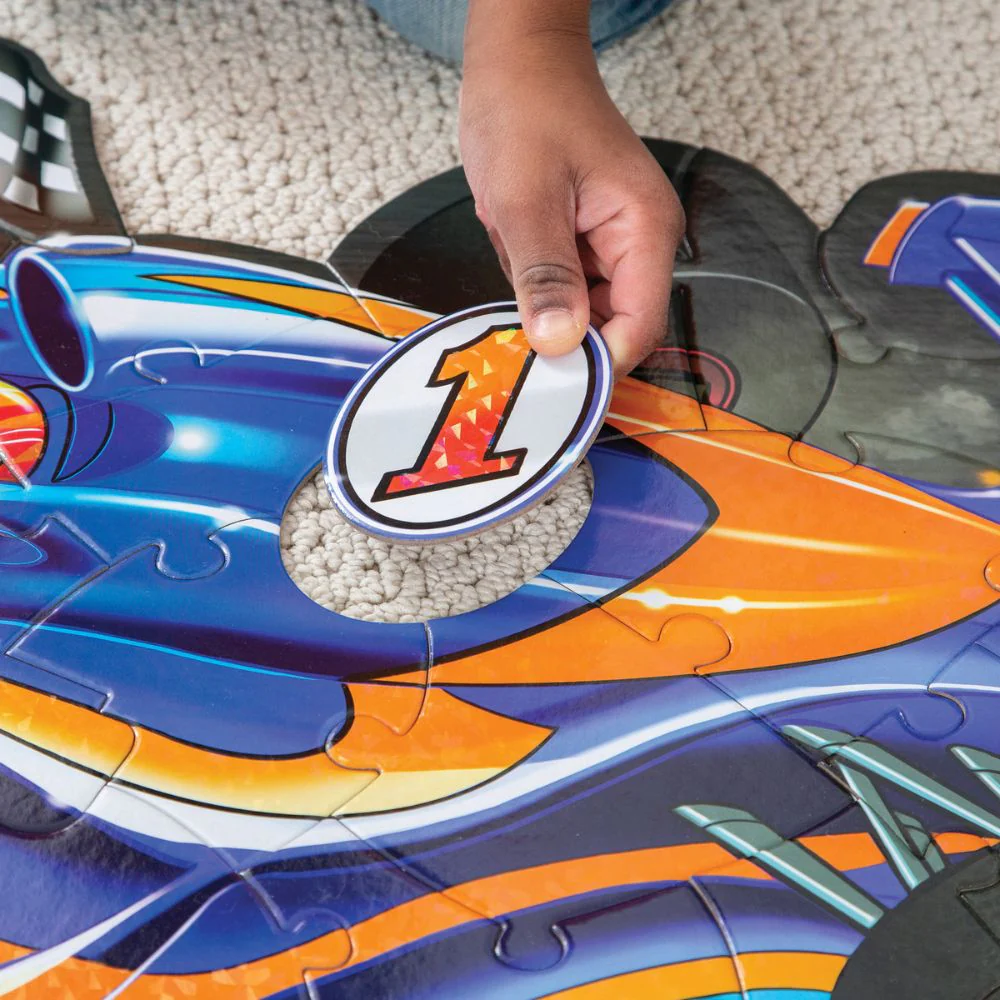 Peaceable Kingdom Shiny Racecar Floor Puzzle - Wonky - Image 3