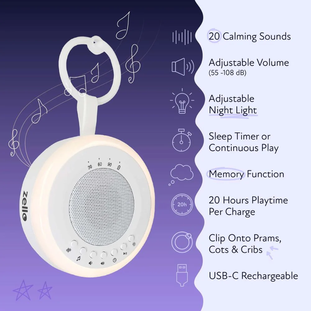 Zello Portable Nightlight & White Noise Machine Baby Sleep Aid - Image 3