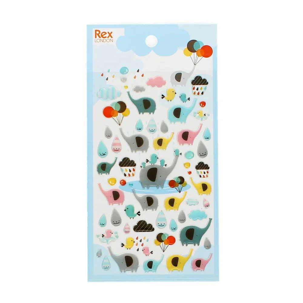 Rex London 3D Puffy Stickers - Elephant Rain Party - Image 2