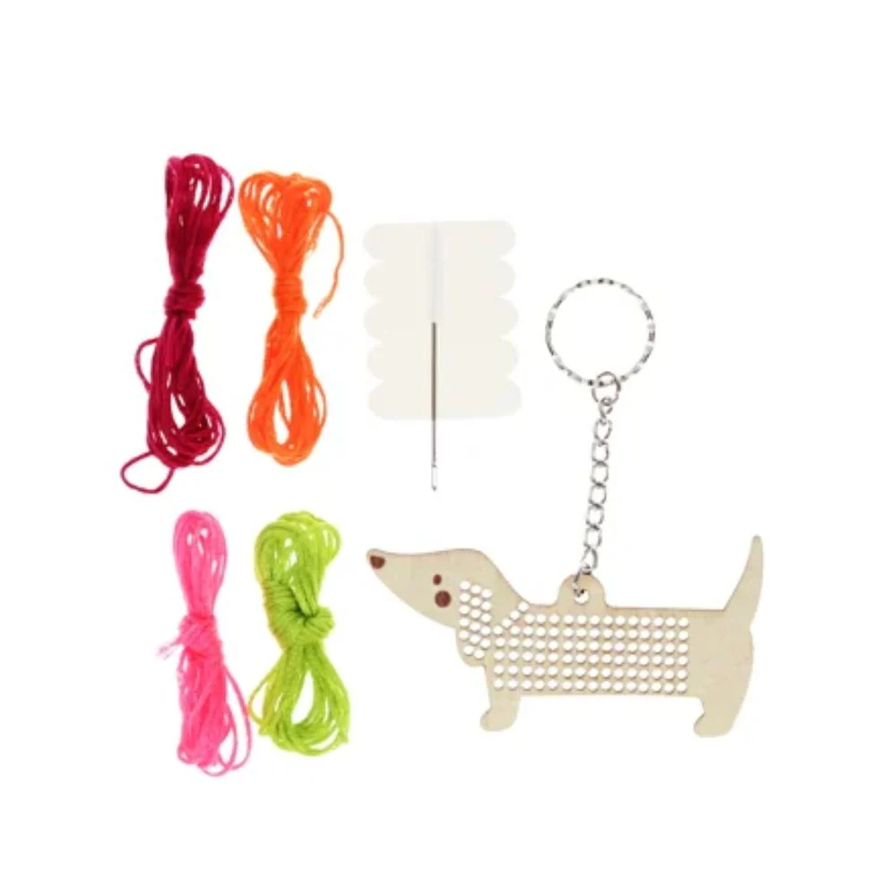 Rex London - Stitch Your Own Wooden Keyring - Sausage Dog - Image 2