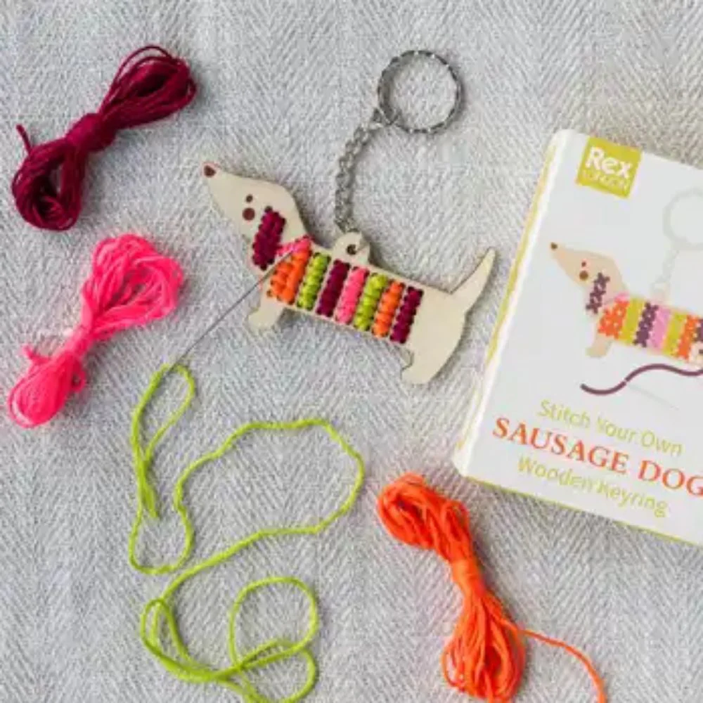 Rex London - Stitch Your Own Wooden Keyring - Sausage Dog - Image 3