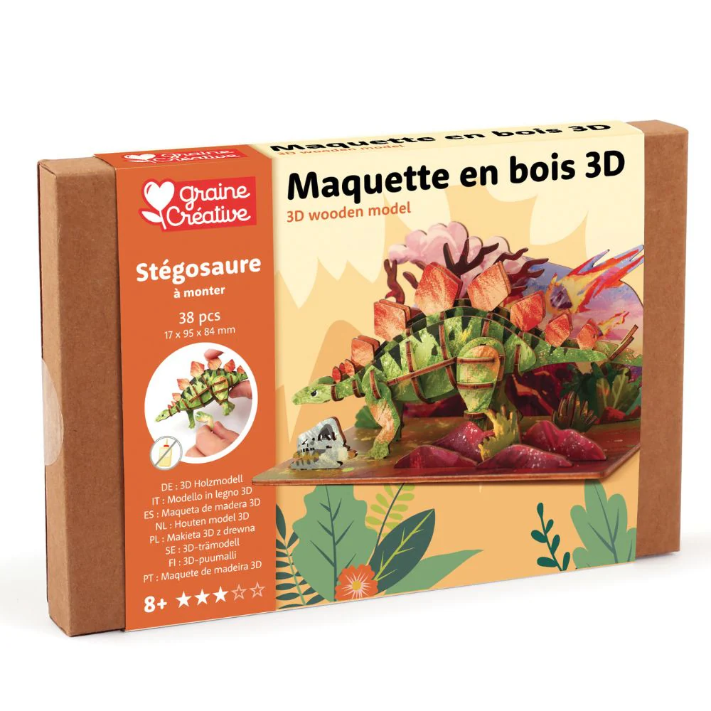 Dinosaur Wooden 3D Model - Stegosaurus - Image 10