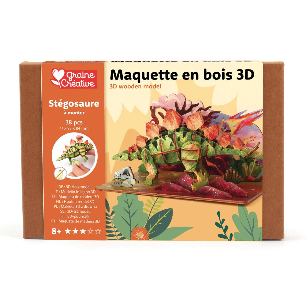 Dinosaur Wooden 3D Model - Stegosaurus - Image 2